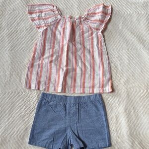 Carter's Striped Top and Blue Shorts Set